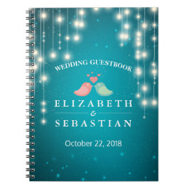 String Lights Turquoise Glitzer Wedbook Notizblock