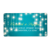 String Lights & Turquoise Glitzer Wedding Address (Vorne)