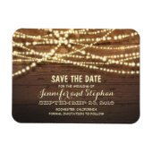 String Lights und Barn Wood Save the Date Magnet (Horizontal)