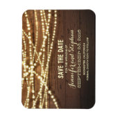 String Lights und Barn Wood Save the Date Magnet (Vertikal)