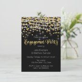 String Lights und Gold Confetti Engagement Party Einladung (Stehend Vorderseite)
