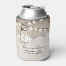 String Lights und Mason Jar Rustic Burlap Dosenkühler