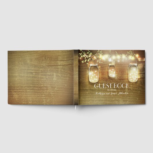 String Lights und Mason Jar Wedding Gästebuch (Voll)