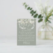 String Lights Vielen Dank, dass Sie Grünen Hochzei Platzkarte (Stehend Vorderseite)