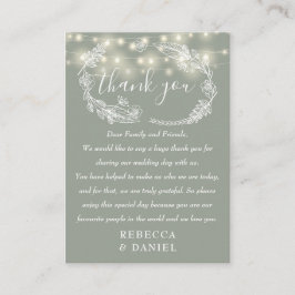 String Lights Vielen Dank, dass Sie Grünen Hochzei Platzkarte