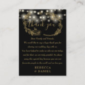 String Lights Vielen Dank für Ihre Schwarz und Gol Platzkarte (Vorderseite)