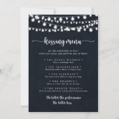 String Lights Wedding Kissing Menu Game Card (Vorderseite)
