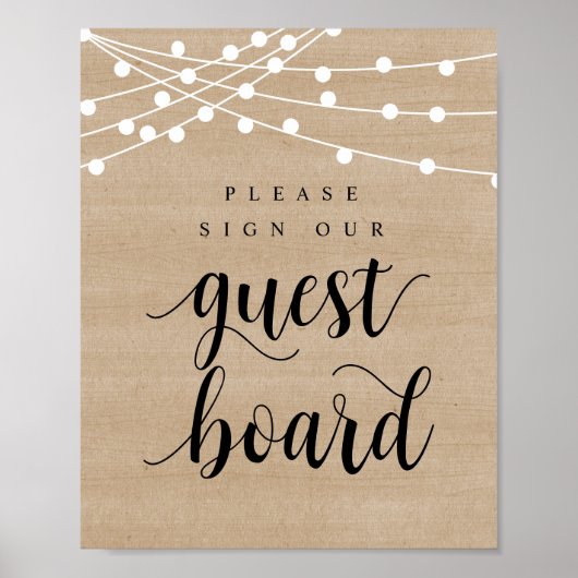 String Lights, Wedding Our Guest Board Poster (Vorne)