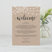 String Lights, Wedding Welcome and Itinerary Card Programm (Stehend Vorderseite)