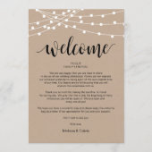 String Lights, Wedding Welcome and Itinerary Card Programm (Vorderseite)