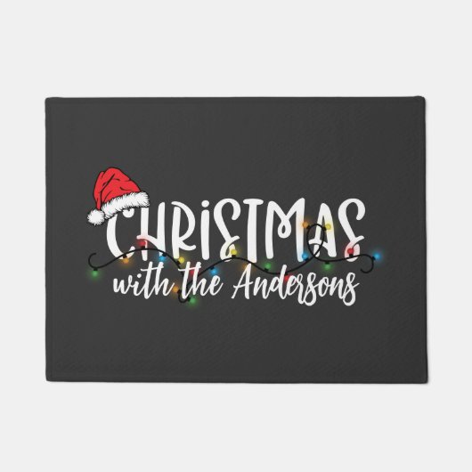 String Lights Weihnachtsmannmütze Weihnachten Fußmatte (Vorderseite)