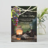 String Lights Wein Degustation Party Einladung (Stehend Vorderseite)