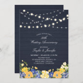 String Lights & Wood | 50. Hochzeitstag Einladung (Vorne/Hinten)