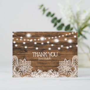 String Lights Wood and Lace Danke Karte
