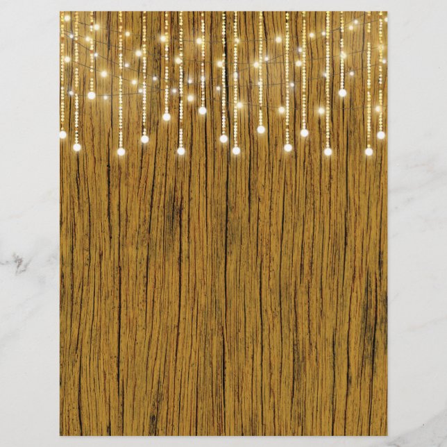 String Lights & Wood Grain Scrapbook Paper (Vorderseite)