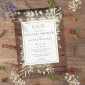 String Lights Wood Monogram Couples Dusche Einladung