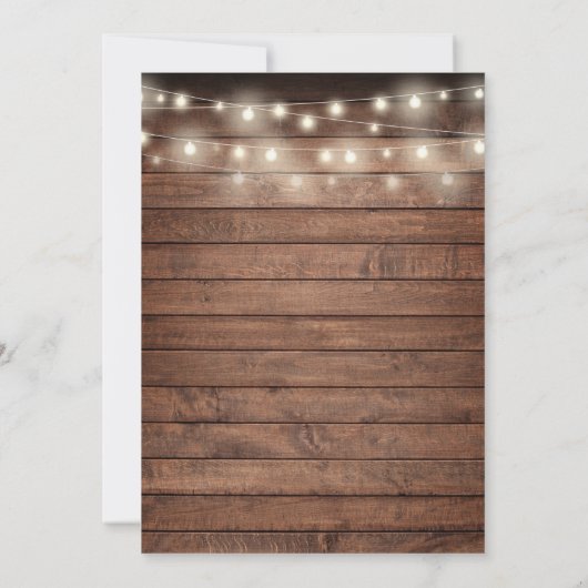 String Lights Wood Monogram Couples Dusche Einladung (Rückseite)