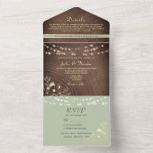 String Lights Wood Rustic Sage Green All In One Einladung (Innen Boden)