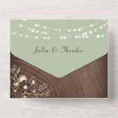 String Lights Wood Rustic Sage Green All In One Einladung (Rückseite)