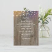 String Lights Wood Rustic Wedding Information Begleitkarte (Stehend Vorderseite)