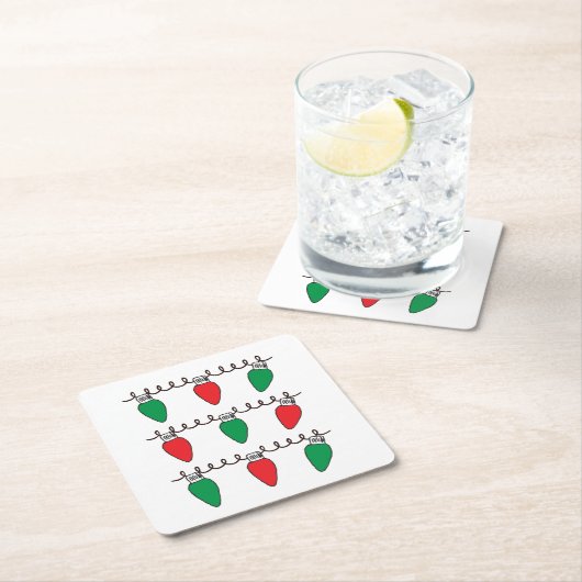 String Lights Zeichnend Weihnachts-Glühbirne Zeich Rechteckiger Pappuntersetzer (Vor Ort)