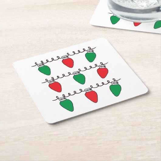 String Lights Zeichnend Weihnachts-Glühbirne Zeich Rechteckiger Pappuntersetzer (angewinkelt)