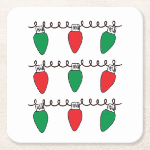 String Lights Zeichnend Weihnachtsbrille Zeichne Rechteckiger Pappuntersetzer