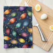 String Of Colorful Christmas Lights  Geschirrtuch (Viertel Falte)