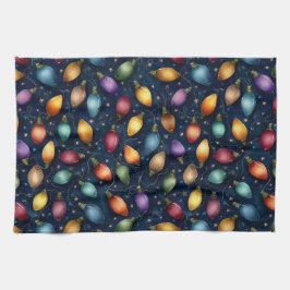 String Of Colorful Christmas Lights  Geschirrtuch