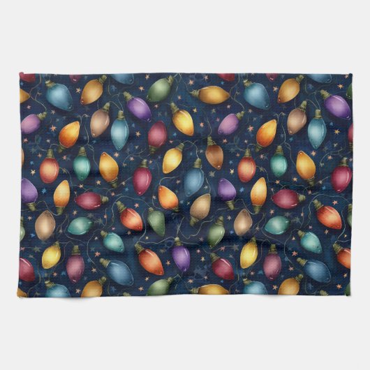 String Of Colorful Christmas Lights Geschirrtuch (Horizontal)