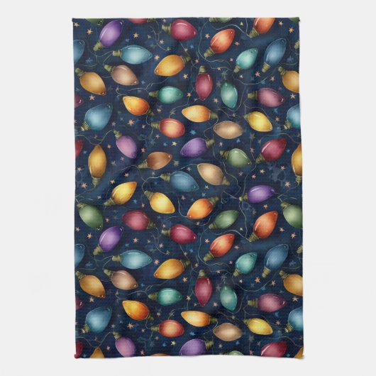 String Of Colorful Christmas Lights  Geschirrtuch (Vertikal)