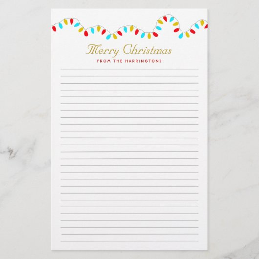 String of Lights Personal Christmas Writing Paper Briefpapier (Vorderseite)