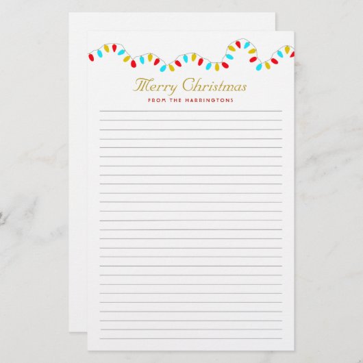 String of Lights Personal Christmas Writing Paper Briefpapier (Vorne/Hinten)