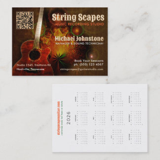 String Scapes Musikgitarre Art w/Calendar QR Code Visitenkarte