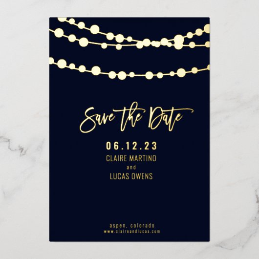 Stringbeleuchtung Save the Date Foil Einladung (Vorderseite)