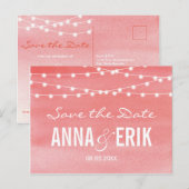 Stringfarbenleuchten Save the Date Postkarte (Vorne/Hinten)
