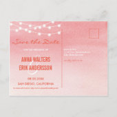 Stringfarbenleuchten Save the Date Postkarte (Rückseite)