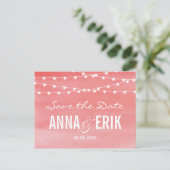 Stringfarbenleuchten Save the Date Postkarte (Stehend Vorderseite)