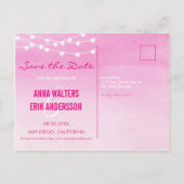 Stringfarbenleuchten Save the Date Postkarte (Rückseite)