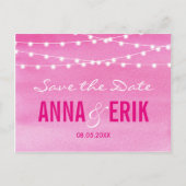 Stringfarbenleuchten Save the Date Postkarte (Vorderseite)