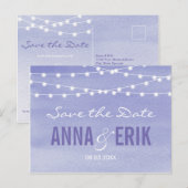 Stringfarbenleuchten Save the Date Postkarte (Vorne/Hinten)