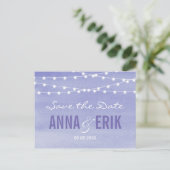 Stringfarbenleuchten Save the Date Postkarte (Stehend Vorderseite)