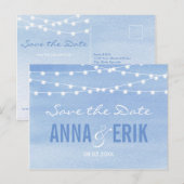 Stringfarbenleuchten Save the Date Postkarte (Vorne/Hinten)