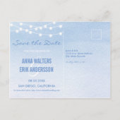 Stringfarbenleuchten Save the Date Postkarte (Rückseite)