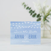Stringfarbenleuchten Save the Date Postkarte (Stehend Vorderseite)