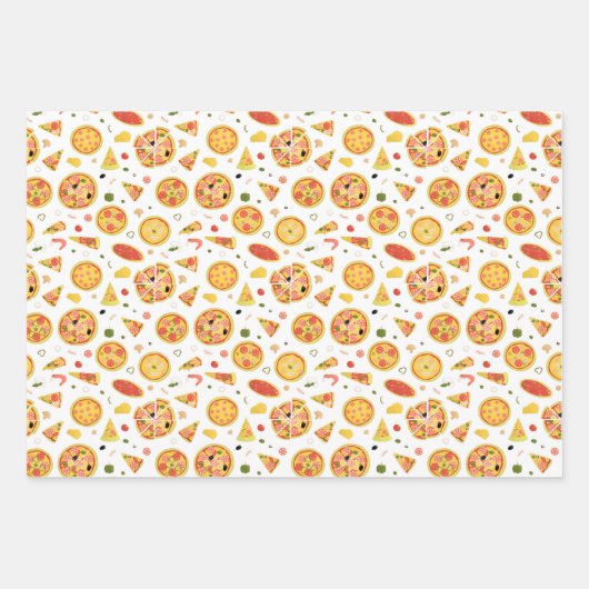 stringiertes Pizza-Party Geschenkpapier Set (Vorderseite)