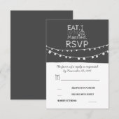 Stringleuchten essen trinken und verheiratete RSVP Karte (Vorne/Hinten)
