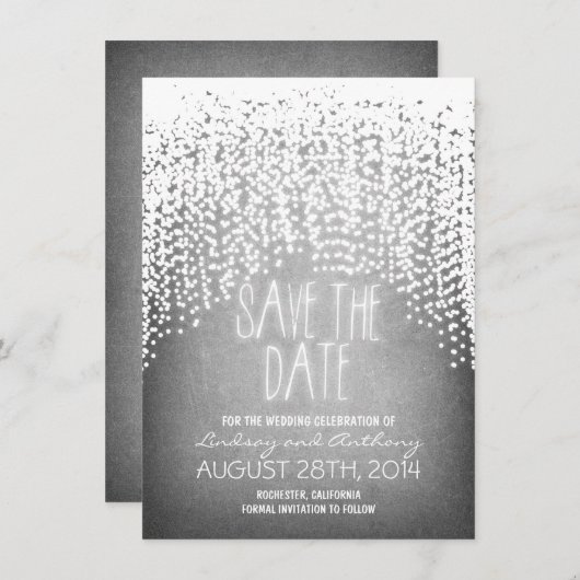 Stringleuchten leuchten rustikal, speichern Sie di Save The Date (Vorne/Hinten)