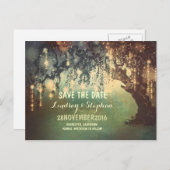 Stringleuchten rustikal Save the Date Postkarte (Vorne/Hinten)