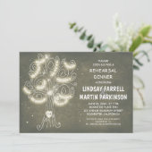 Stringleuchten rustikales Abendessen mit Probe Einladung (Stehend Vorderseite)